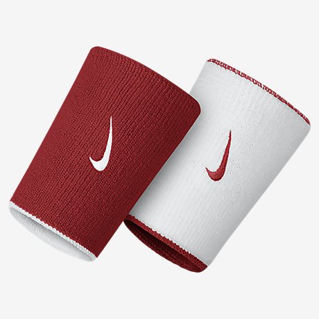 Nike DRIFIT Home & Away DOUBLEWIDE Wristbands- Pack of 2(RED/White)