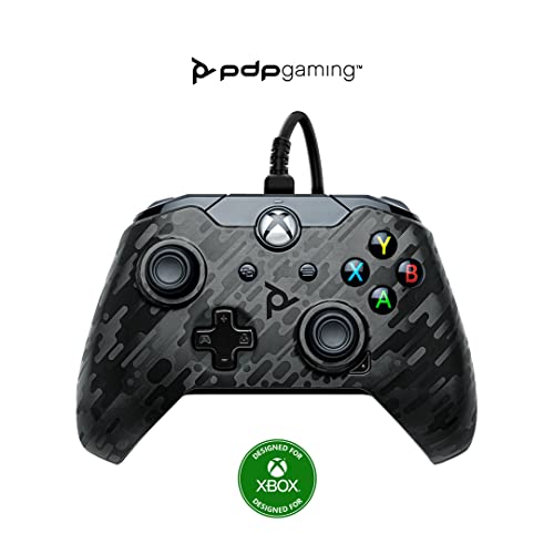 PDP Wired Game Controller - Xbox Series X|S, Xbox One, PC/Laptop Windows 10, Steam Gaming Controller - Perfect for FPS Games - Dual Vibration Videogame Gamepad - Military Black Camo / Camouflage