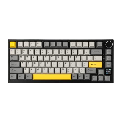 EPOMAKER Ajazz AK820 Pro 75% Mechanical Keyboard, Gasket-Mounted Gaming Keyboard with TFT Smart Display&Knob, Bluetooth 5.1/2.4G Wireless/Type-C Wired Custom Keyboard (Grey, Gift Switch)