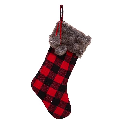 Kurt S. Adler Fabric Faux Fur Cuff Kurt Adler 21-Inch Plaid Stocking