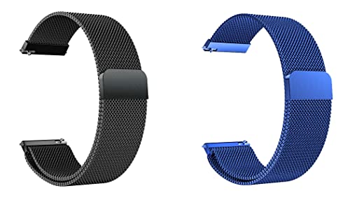 ONE ECHELON Quick Release Watch Band Compatible With Fossil Special Edition Star Wars R2-D2 Steel Metal Mesh Replacement Strap, Pack of 2 (Black and Blue)