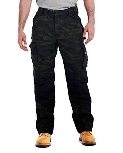 Caterpillar Men's Trademark Work Pants Built from Tough Canvas Fabric with Cargo Space, Classic Fit, Night Camo, 30W x 32L
