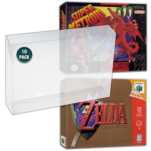 MALKO 10 Pack Video Game Protector Compatible with: SNES & N64 Game Box | Clear Plastic Sleeve Cover