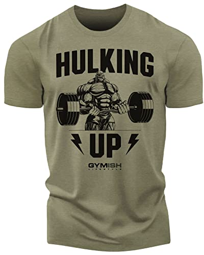 Hulking Up Green Work Out Shirt Gym for Men, Funny Inspirational Gift, Green, XXL