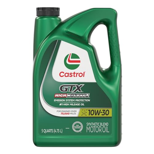 Castrol GTX High Mileage 10W-30 Synthetic Blend Motor Oil, 5 Quarts