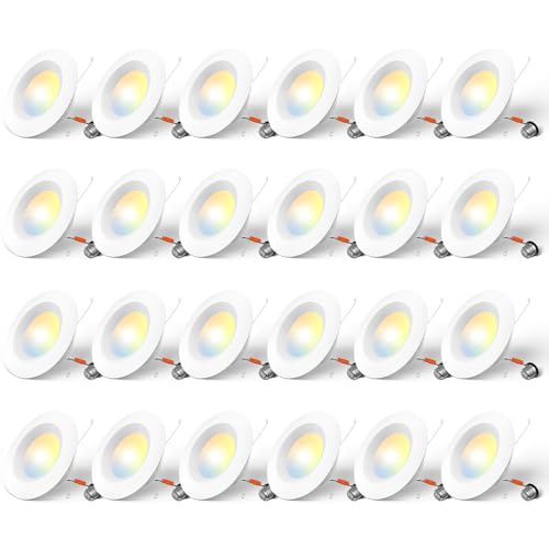 Amico 24 Pack 5/6 inch 5CCT LED Recessed Lighting, Dimmable, 12.5W=100W, 950LM, 2700K/3000K/4000K/5000K/6000K Selectable, Retrofit Can Lights with Baffle Trim, IC Rated - ETL & FCC