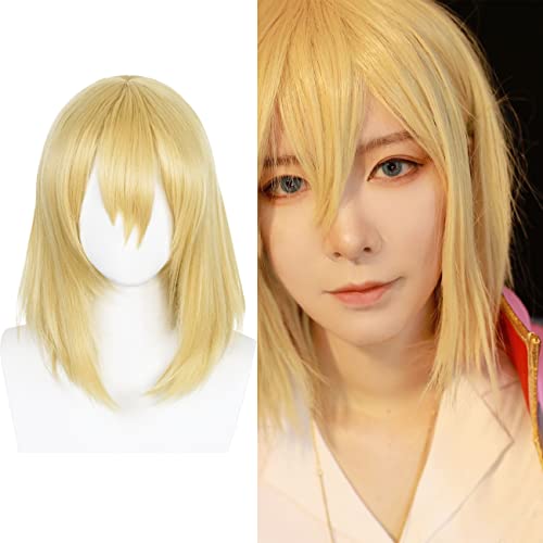 Short Blonde Wig for Howl Wig for Howl's Moving Castle Cosplay Wig Synthetic Straight Hair Wig for Halloween Costume Party Wigs