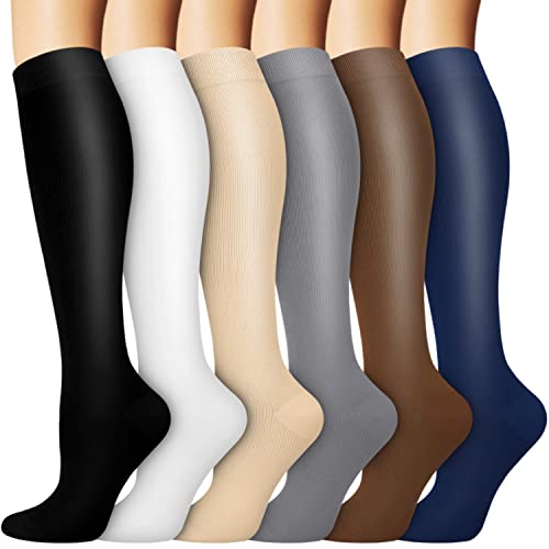 Iseasoo 6 Pairs Compression Socks for Women & Men Circulation,Best Support for Athletic,Running,Nursing,Travel(S/M)