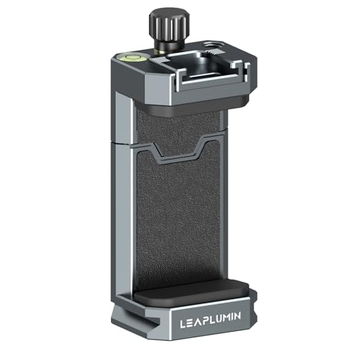 Leaplumin Aluminum Phone Mount for Tripod, Adjustable Phone Tripod Mount with Cold Shoe & Arca Swiss Quick Release Plate,Universal Adjustable Clamp Suitable for iPhone 14 pro/13 Pro/12/11/Samsung