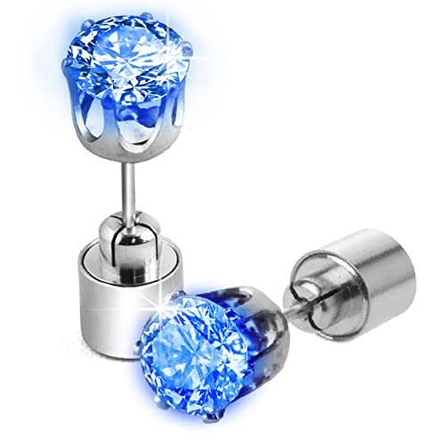 IC ICLOVER Stylish LED Earrings Glowing Light Up Diamond Crown Ear Pendant Stud Stainless for Valentine's Day Christmas New Year Wedding Rave Dance Party Decoration Gifts for Women Men Girls-Blue