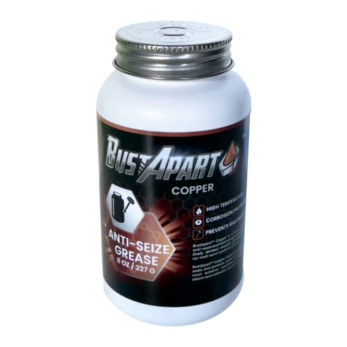 Copper Anti Seize Lubricant | Copper Grease | Brake Grease Pins & Cams | Spark Plugs | Thread Compound | Bolt Grease Screw Lube | High Temp | Automotive | Never Seize Paste | 8 Oz Brushtop | Bustapart