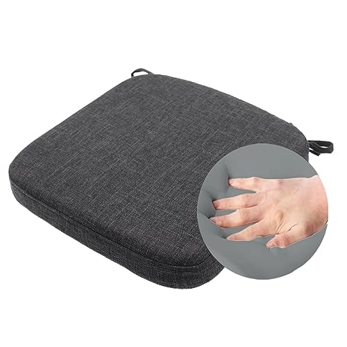 ZYHOONE 2 in Thick Memory Foam Chair Cushions for Kitchen Chairs - Non Slip Kitchen Seat Pad and Cushion with Machine Washable Cover [15 X 15 X 2 Inches] - Black