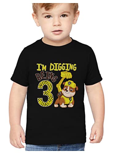 Paw Patrol Rubble Digging 3rd Birthday Shirt 3 Year Old Boy Toddler Kids T-Shirt