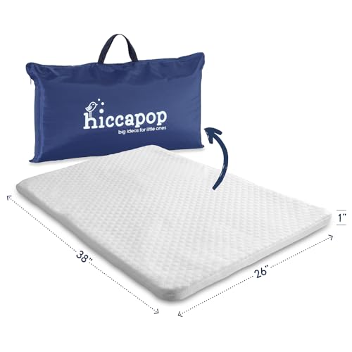 hiccapop Pack and Play Mattress Pad for (38'x26'x1'), Playpen Pad, Playard Mattress for Pack and Play, Pack N Play Mattress Topper with Carry Bag and Washable Cover, 1' Thick