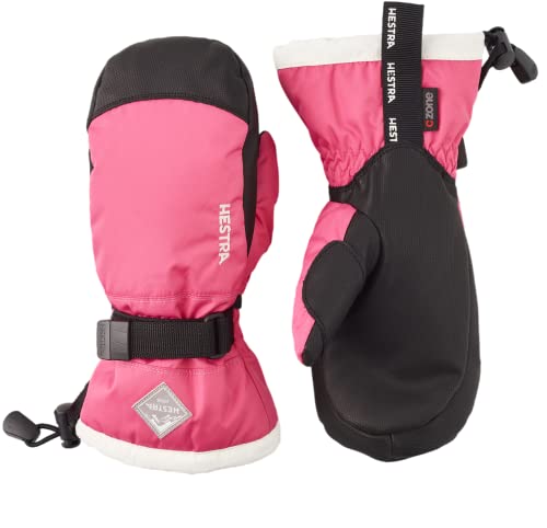 Hestra Gauntlet CZone Junior Mitt - Waterproof, Insulated Snow Mitt for Skiing, Playing in The Snow for Kids - Fuchsia/Ivory - 4