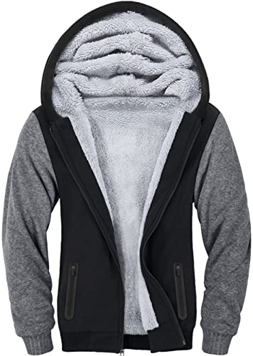 SECOOD Hoodies for Men Zip Up Sweashirts Thick Coats Fleece Sherpa Lined Winter Heavyweight Hooded Jacket