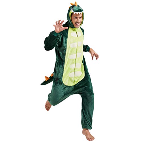 Afoxsos Adult Green Animal Pajamas Cosplay Costume (Medium)