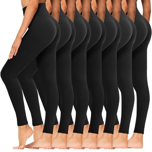 Syrinx 7 Pack Leggings for Women - High Waisted Tummy Control Soft Yoga Pants for Workout Running Tights
