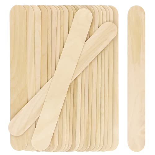 WISYOK 8'' Jumbo Craft Sticks, 60pcs Extra Large Natural Premium Wood, Ice Cream Sticks, Jumbo Sticks, Large Tongue Depressors, Plant Labels, Hair Removal and Waxing Supplies, Crafting