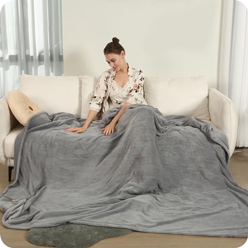 Electric Heated Blanket 72'x84' Full Size with 4 Heating Levels and 10 Hours Auto-Off Large Oversized Heating Blanket with Soft Plush Fabric for Bedding - Gray