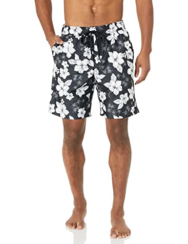 Amazon Essentials Men's 9' Quick-Dry Swim Trunk, Black Hibiscus Flower, XX-Large