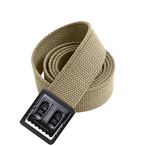 Rothco Plus Web Belts with Black Open Face Buckle, Khaki, 54''