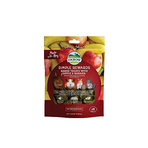 Oxbow Simple Rewards Baked Treats with Apples and Bananas for Rabbits, Guinea Pigs, Chinchillas, and Small Pets 3 Ounce (Pack of 1)