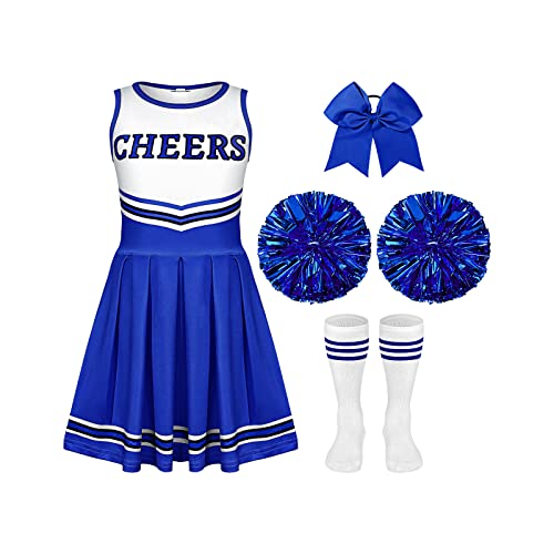 Girls Cheerleader Costume Outfit Set Fancy Dress for Halloween Party Birthday (4 to 5 years old)