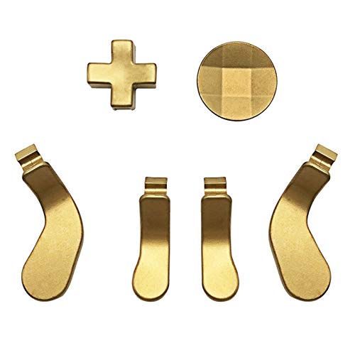 Metal D-pads, Paddles Hair Trigger Locks Replacement for Xbox One Elite Controller Series 2 & Series 1 (Gold)