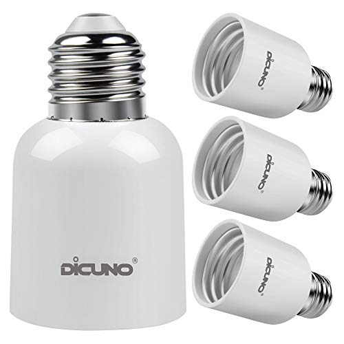 DiCUNO E26 to E39 Socket Adapter, Medium E26 to Mogul E39 Screw Base Light Bulb Socket Converter, Maximum 300W, 165℃ Heat Resistant, Pack of 4