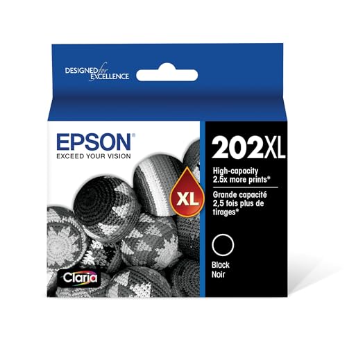 EPSON 202 Claria Ink High Capacity Black Cartridge (T202XL120-S) Works with WorkForce WF-2860, Expression XP-5100