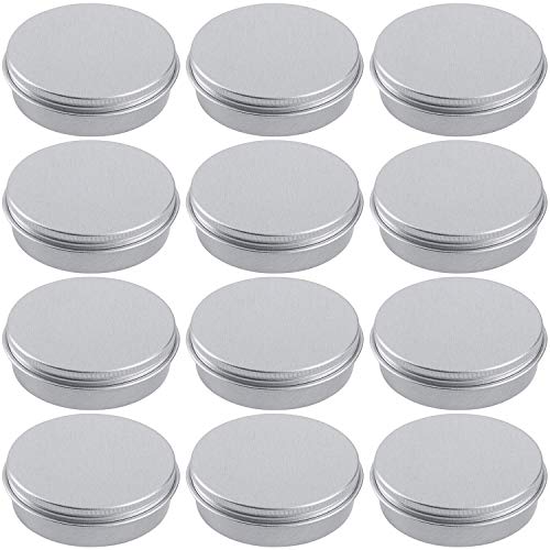 4 Ounce Aluminum Tin Jar Refillable Containers 120 ml Aluminum Screw Lid Round Tin Container Bottle for Cosmetic,Lip Balm, Cream, 12 Pack.