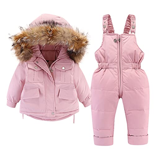 KONF Baby Girls Boys Winter Thick Warm Hooded Down Coat Down Paraks Jumpsuit Snowsuit Set Coat Snowsuit Outwear A31