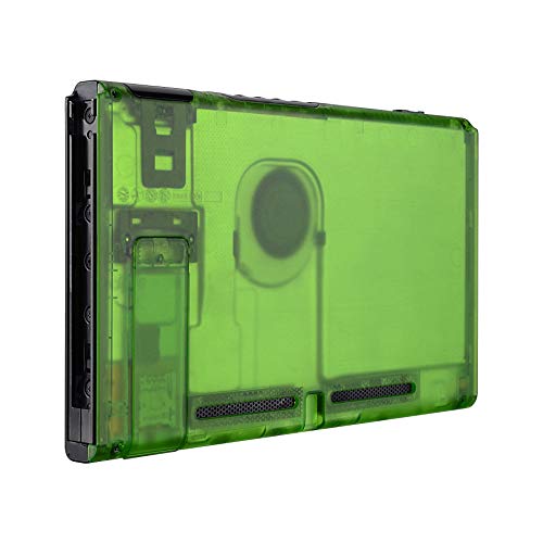 eXtremeRate Transparent Clear Green Console Back Plate DIY Replacement Housing Shell Case for Nintendo Switch Console with Kickstand – JoyCon Shell NOT Included
