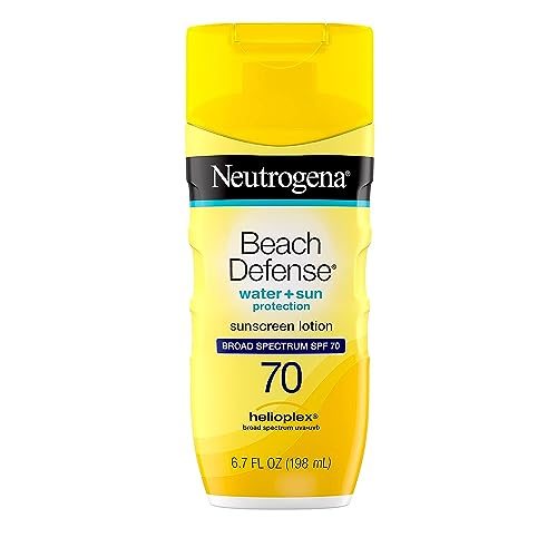 Neutrogena Beach Defense Water-Resistant Face & Body SPF 70 Sunscreen Lotion with Broad Spectrum UVA/UVB Protection, Oil-Free Fast-Absorbing Sunscreen Lotion, Oxybenzone-Free, 6.7 oz