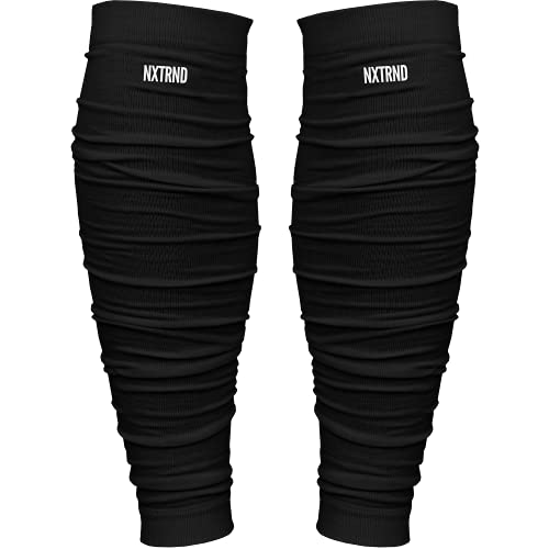 Nxtrnd Football Leg Sleeves, Calf Sleeves for Men & Boys, Sold as a Pair (Black)