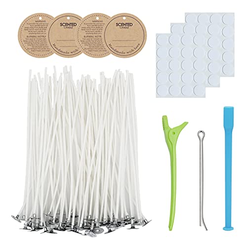 CandMak Candle Wick Kit, 60 Cotton Candle Wicks with Candle Making Tools for Candle Making (Thick 4'+6'+8')