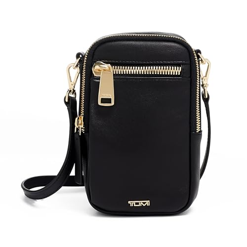 TUMI Voyageur Katy Crossbody - Crossbody Purse for Holding Phone & More - Women's Sling Bag - Black Leather & Gold Hardware