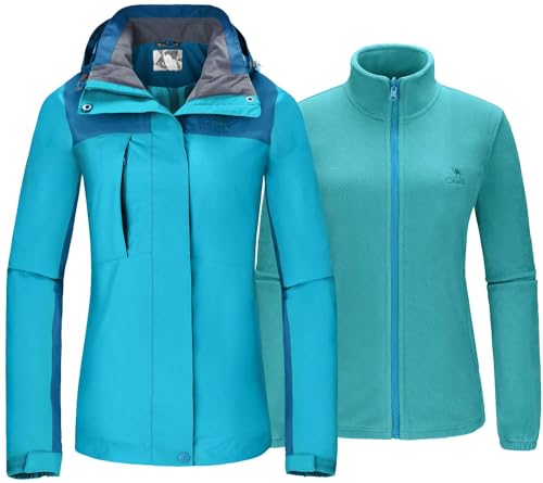 CAMELSPORTS Womens Ski Jackets Waterproof Fleece Snow Coat 3 in 1 Snowboarding Jackets Winter Warm Windbreaker Raincoat Outdoor
