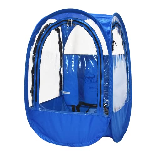 WeatherPod Small Upper-Body Pod with Straps– 1-Person Wearable Weather Protection from Cold, Wind and Rain in Stadium Seating or Standing – Royal Blue