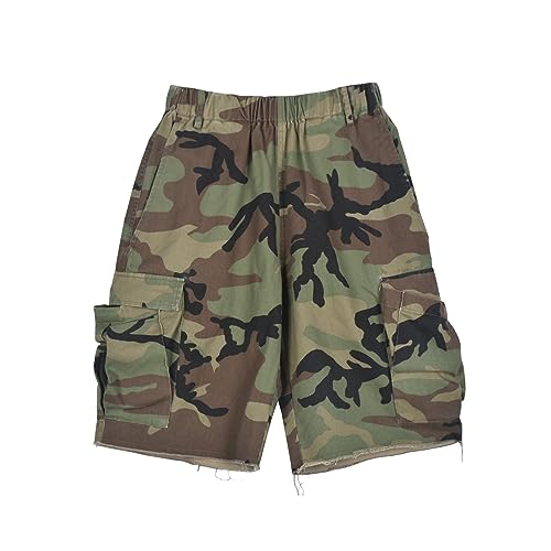 Botillosh Women's Camo Shorts Elastic Waist Camouflage Shorts High Waisted Multi Pocket Comfy Cotton Casual Camo Short