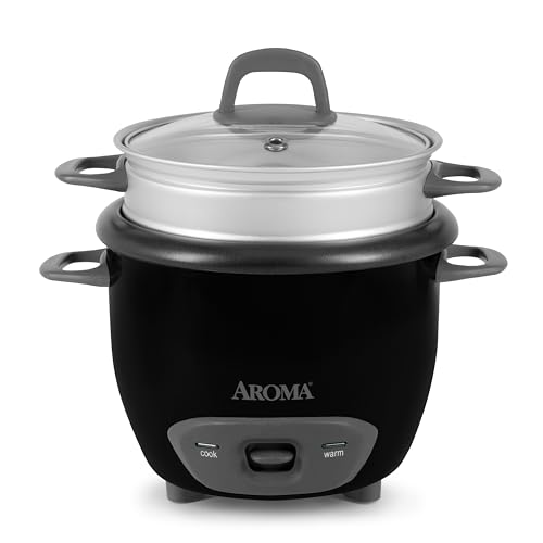 Aroma Housewares 6-Cup (Cooked) Pot-Style Rice Cooker and Food Steamer, Black ARC-743-1NGB