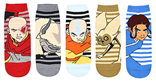Hyp Avatar: The Last Airbender Aang Appa Yip Yip Striped Juniors/Womens 5 Pack Ankle Socks