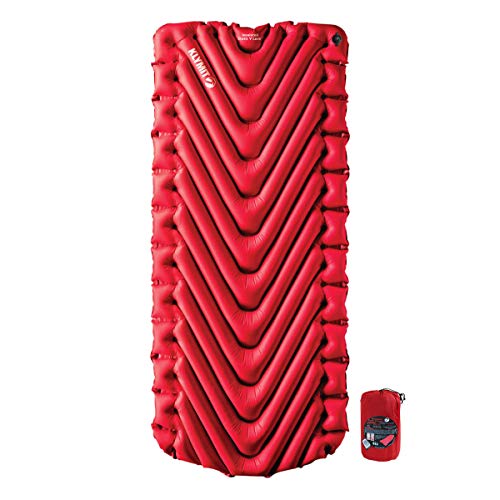 Klymit Insulated Static V Luxe Inflatable Sleeping Pad for Camping, Lightweight Hiking and Backpacking Air Bed For Cold Weather,Red