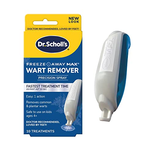 Dr. Scholl's Freeze Away MAX WART Remover, 10 Applications // Our Fastest Treatment Time, Removes Common & Plantar Warts, Precision Spray, Safe for Children 4+, 10 Treatments