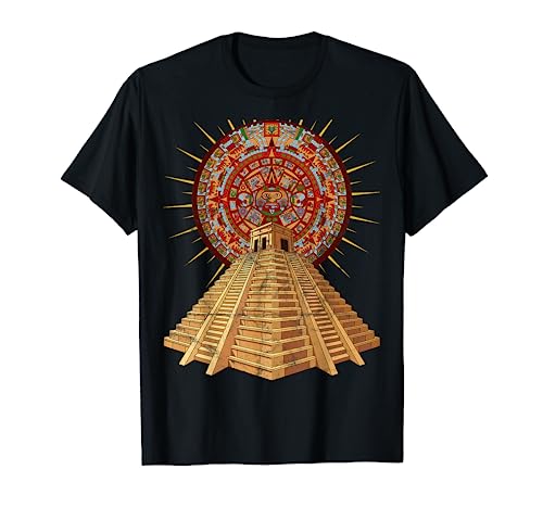 Ancient Sacred Mayan Aztec Calendar Pyramid Geometry T-Shirt