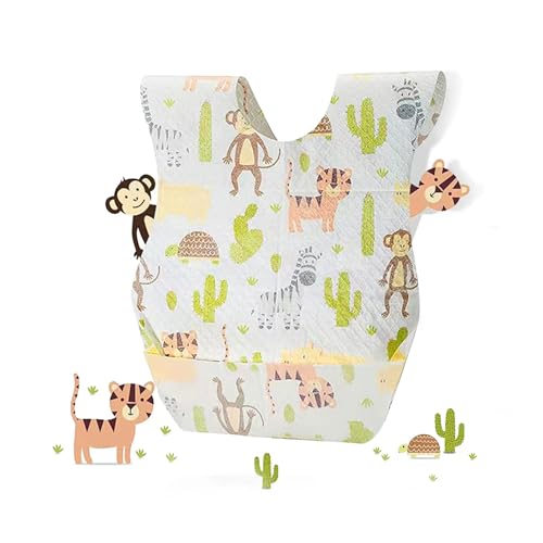 AiQiaoXin 30PCS Baby Disposable Bibs-Individually Packaged,Soft, Leak Proof and Convenient, Suitable for Infants, Feeding, Traveling (Animals pattern)