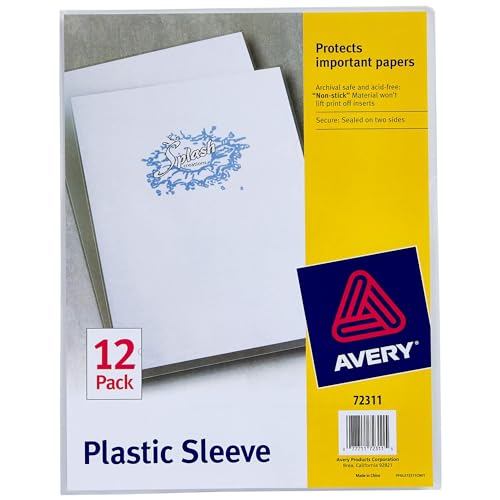 Avery 72311 Clear Plastic Sleeves, Polypropylene, Letter (Pack of 12)