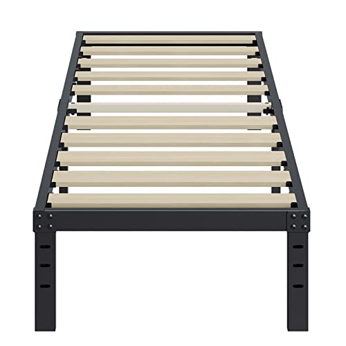 ZIYOO Twin XL Bed Frame 16 Inches Tall, 3 Inches Wide Wood Slats with 2500 Pounds Support for Foam Mattress, No Box Spring Needed, Underbed Storage Space, Easy Assembly, Noise Free