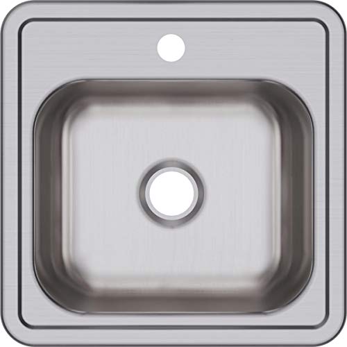 Elkay D115151 Dayton Single Bowl Drop-in Stainless Steel Bar Sink 15 x 15 with 2' Drain Hole